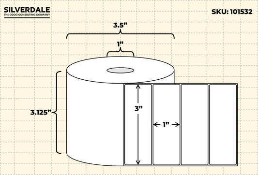 3x1 Blank Labels, 1 Roll, 1375 Labels