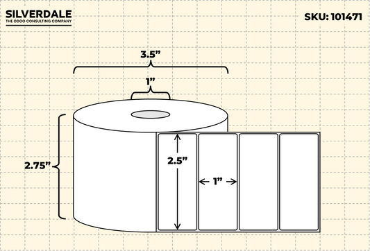 2.5x1 Blank Labels, 1 Roll, 1380 Labels